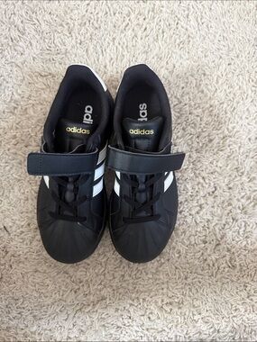 adidas Kids Black and White Velcro Strap Sneakers